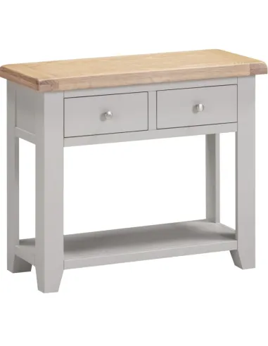 Windsor 2 Drawer Console Table - Pebble Grey/Oak