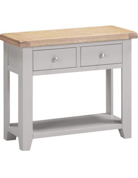 Windsor 2 Drawer Console Table - Pebble Grey/Oak