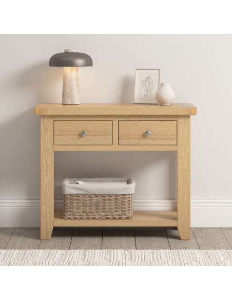 Windsor 2 Drawer Console Table - Natural Oak