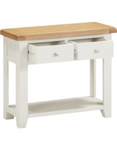 Windsor 2 Drawer Console Table - Ivory/Oak 2