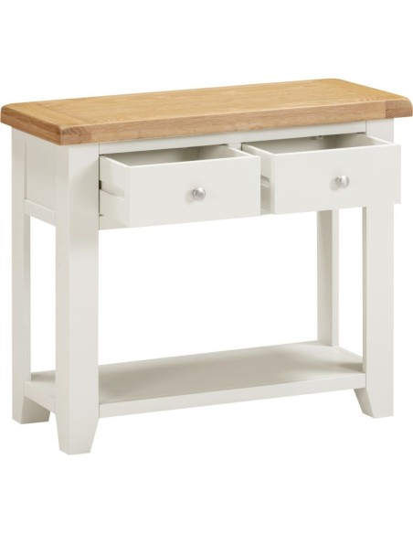 Windsor 2 Drawer Console Table - Ivory/Oak