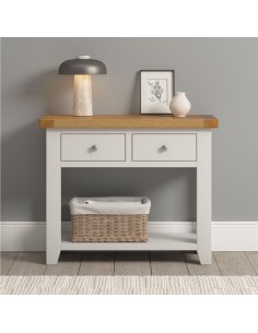 Windsor 2 Drawer Console Table - Ivory/Oak