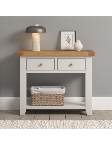 Windsor 2 Drawer Console Table - Ivory/Oak