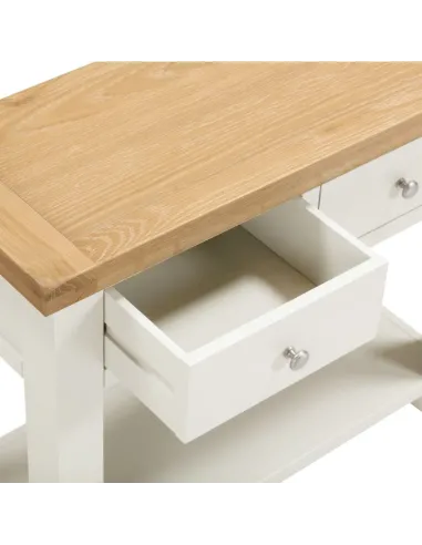 Windsor 2 Drawer Console Table - Ivory/Oak