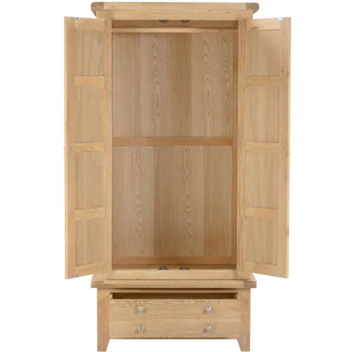 Windsor 2 Door 1 Drawer Wardrobe - Natural Oak