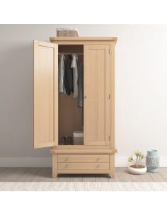 Windsor 2 Door 1 Drawer Wardrobe - Natural Oak