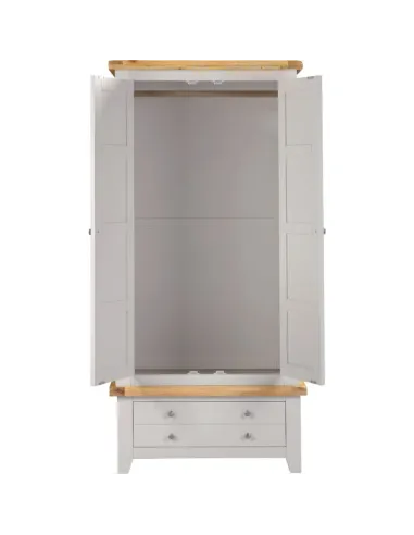 Windsor 2 Door 1 Drawer Wardrobe - Pebble Grey/Oak
