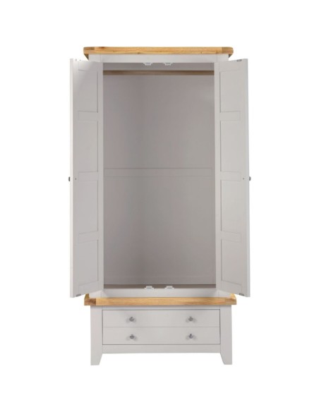 Windsor 2 Door 1 Drawer Wardrobe - Pebble Grey/Oak