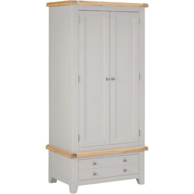Windsor 2 Door 1 Drawer Wardrobe - Pebble Grey/Oak