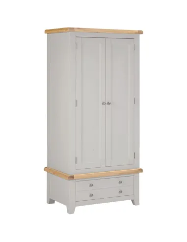 Windsor 2 Door 1 Drawer Wardrobe - Pebble Grey/Oak