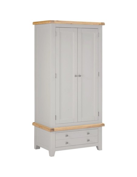 Windsor 2 Door 1 Drawer Wardrobe - Pebble Grey/Oak