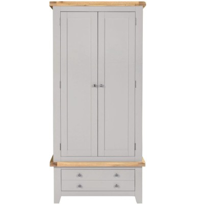Windsor 2 Door 1 Drawer Wardrobe - Pebble Grey/Oak