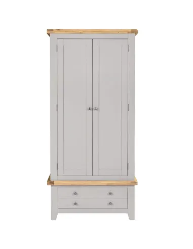 Windsor 2 Door 1 Drawer Wardrobe - Pebble Grey/Oak