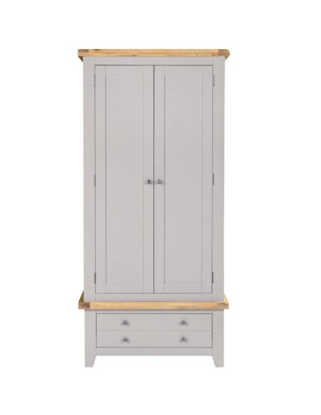 Windsor 2 Door 1 Drawer Wardrobe - Pebble Grey/Oak