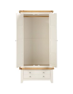 Windsor 2 Door 1 Drawer Wardrobe - Ivory/Oak 2