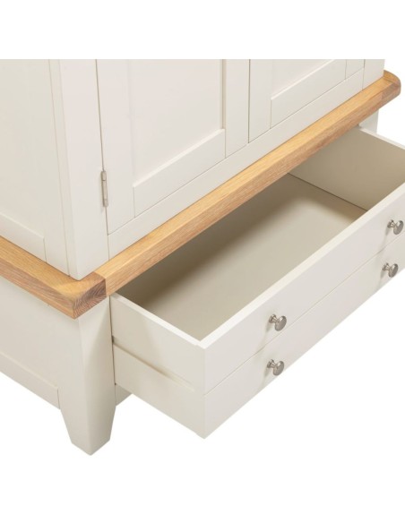 Windsor 2 Door 1 Drawer Wardrobe - Ivory/Oak