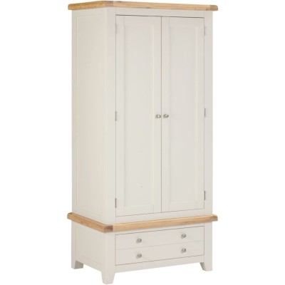 Windsor 2 Door 1 Drawer Wardrobe - Ivory/Oak