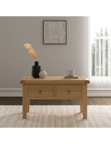 Windsor 2 Drawer Coffee Table - Natural Oak