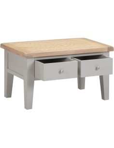 Windsor 2 Drawer Coffee Table - Pebble Grey/Oak 2