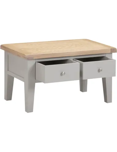 Windsor 2 Drawer Coffee Table - Pebble Grey/Oak