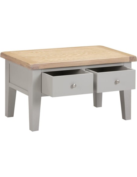Windsor 2 Drawer Coffee Table - Pebble Grey/Oak