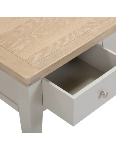 Windsor 2 Drawer Coffee Table - Pebble Grey/Oak