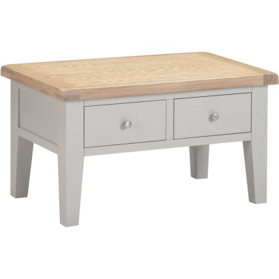 Windsor 2 Drawer Coffee Table - Pebble Grey/Oak