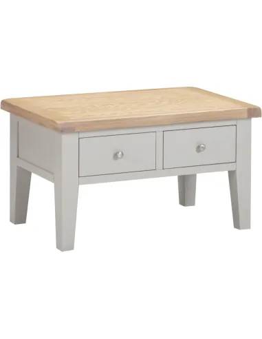 Windsor 2 Drawer Coffee Table - Pebble Grey/Oak