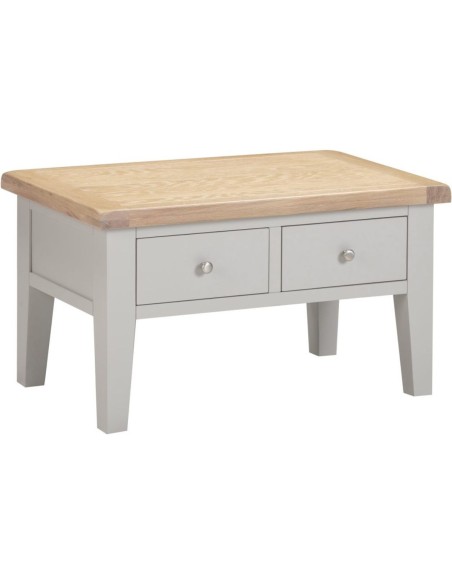 Windsor 2 Drawer Coffee Table - Pebble Grey/Oak