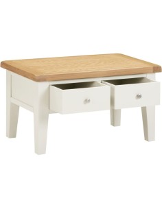 Windsor 2 Drawer Coffee Table - Ivory/Oak 2