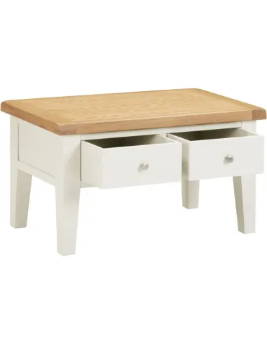 Windsor 2 Drawer Coffee Table - Ivory/Oak