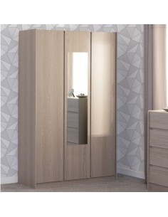 Paris 3 Door Mirrored Wardrobe - Smoked Ash Effect