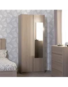 Paris 2 Door Mirrored Wardrobe - Smoked Ash Effect