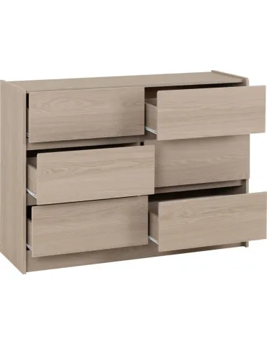 Paris 6 Drawer Chest - Smoked Ash Effect