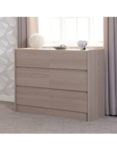 Paris 6 Drawer Chest - Smoked Ash Effect