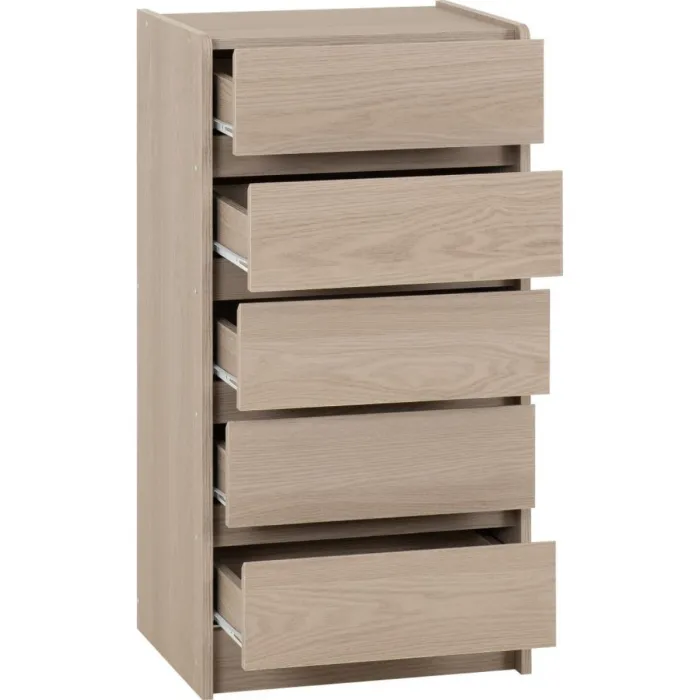 Paris 5 Drawer Chest - Smoked Ash Effect