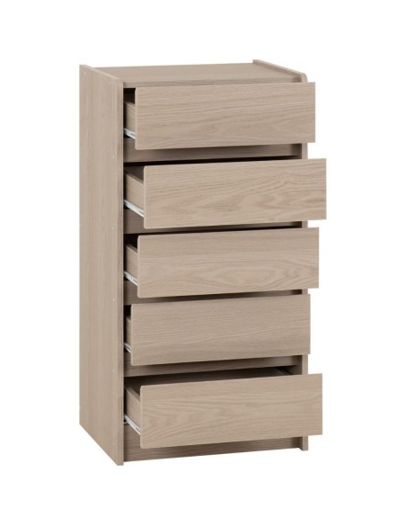 Paris 5 Drawer Chest - Smoked Ash Effect