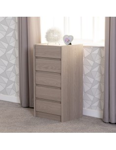 Paris 5 Drawer Chest - Smoked Ash Effect