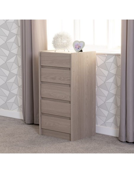 Paris 5 Drawer Chest - Smoked Ash Effect