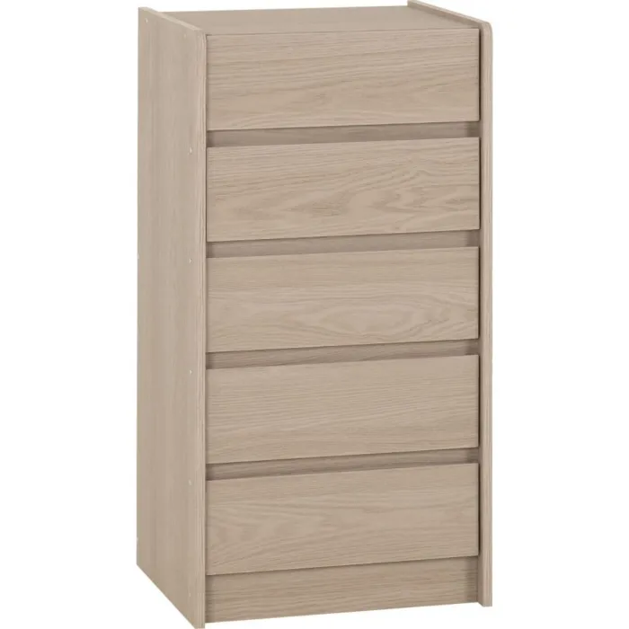Paris 5 Drawer Chest - Smoked Ash Effect