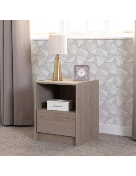 Paris 1 Drawer Bedside Locker - Smoked Ash Effect