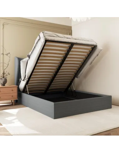 Verona 4FT6 Ottoman Bed - Grey Fabric