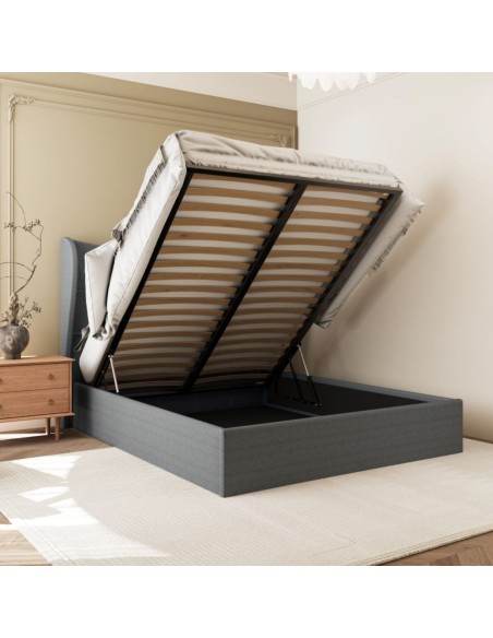 Verona 4FT6 Ottoman Bed - Grey Fabric