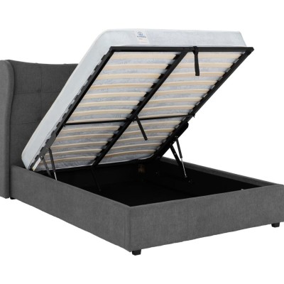 Verona 4FT6 Ottoman Bed - Grey Fabric