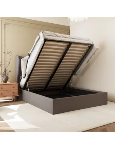 Verona 4FT6 Ottoman Bed - Brown Fabric