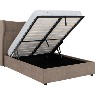 Verona 4FT6 Ottoman Bed - Brown Fabric