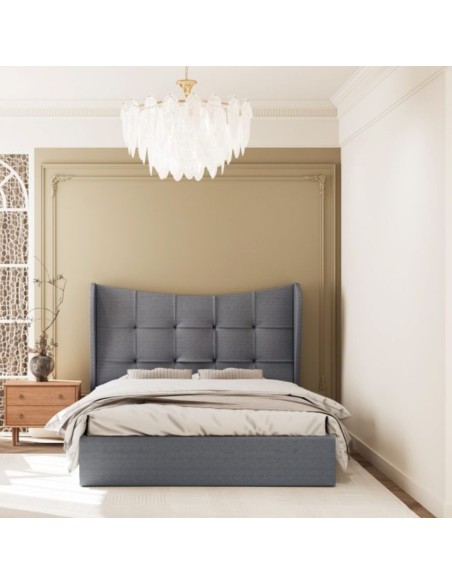 Verona 5FT Ottoman Bed - Grey Fabric