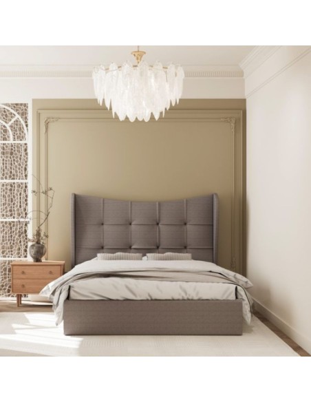 Verona 5FT Ottoman Bed - Brown Fabric