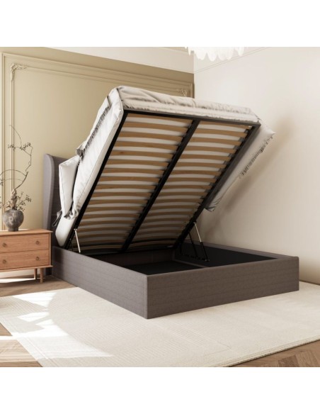 Verona 5FT Ottoman Bed - Brown Fabric