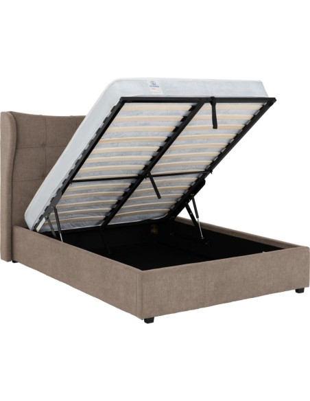 Verona 5FT Ottoman Bed - Brown Fabric